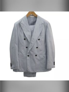 Double-Breasted Light Blue Suit